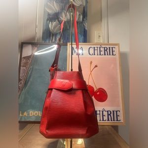 LOUIS VUITTON Red Epi Sac Depaule PM Shoulder Bag